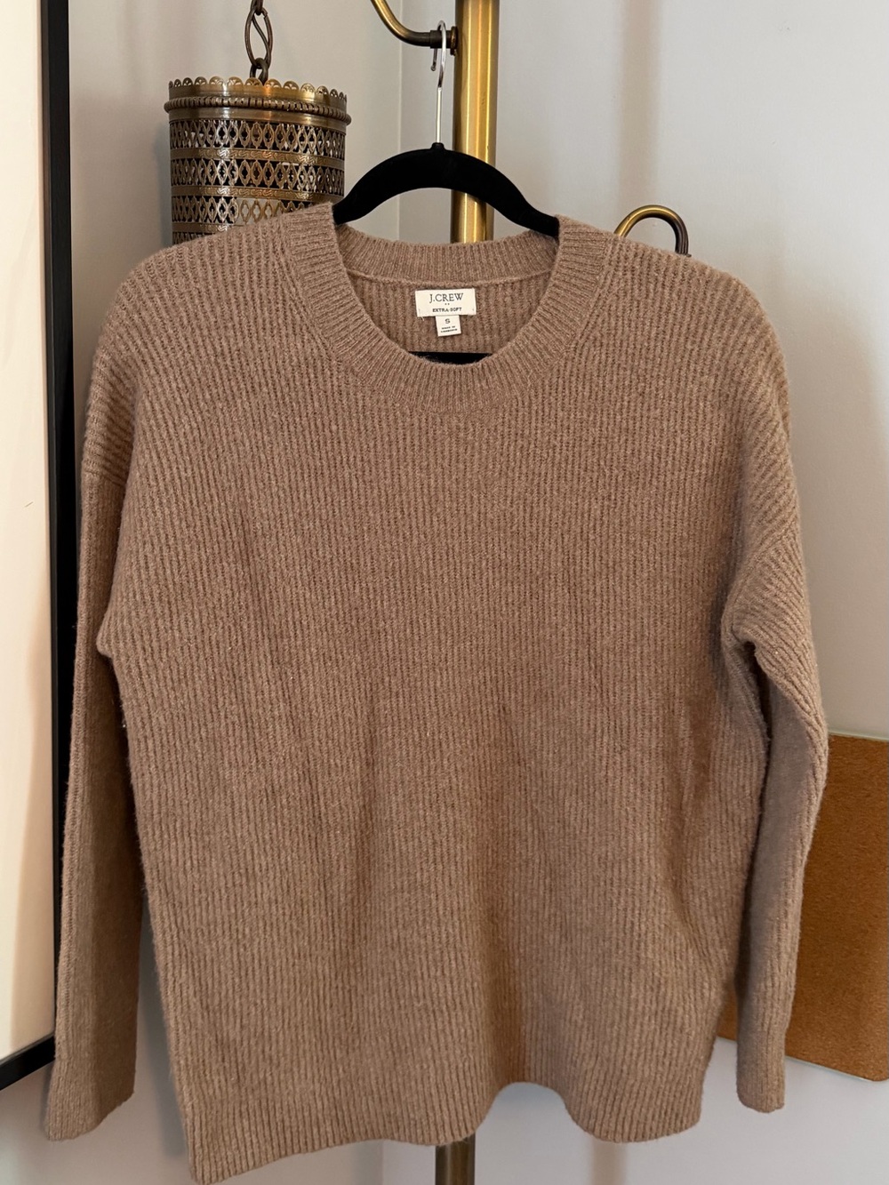 J.Crew Super Soft Crewneck Sweater, Taupe Brown, Small